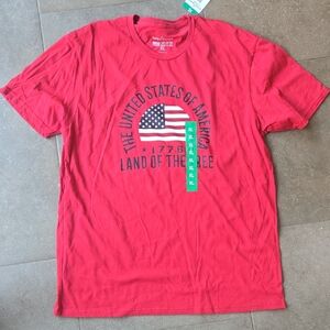 Patriotic Red Tee with USA Flag Design